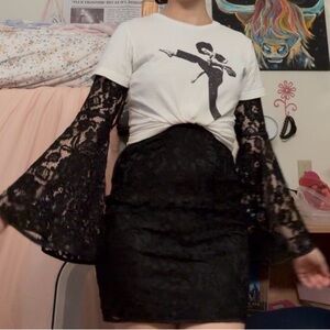 Express Black Lace Long Sleeve Dress